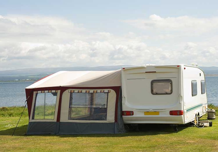 Caravan with a tent